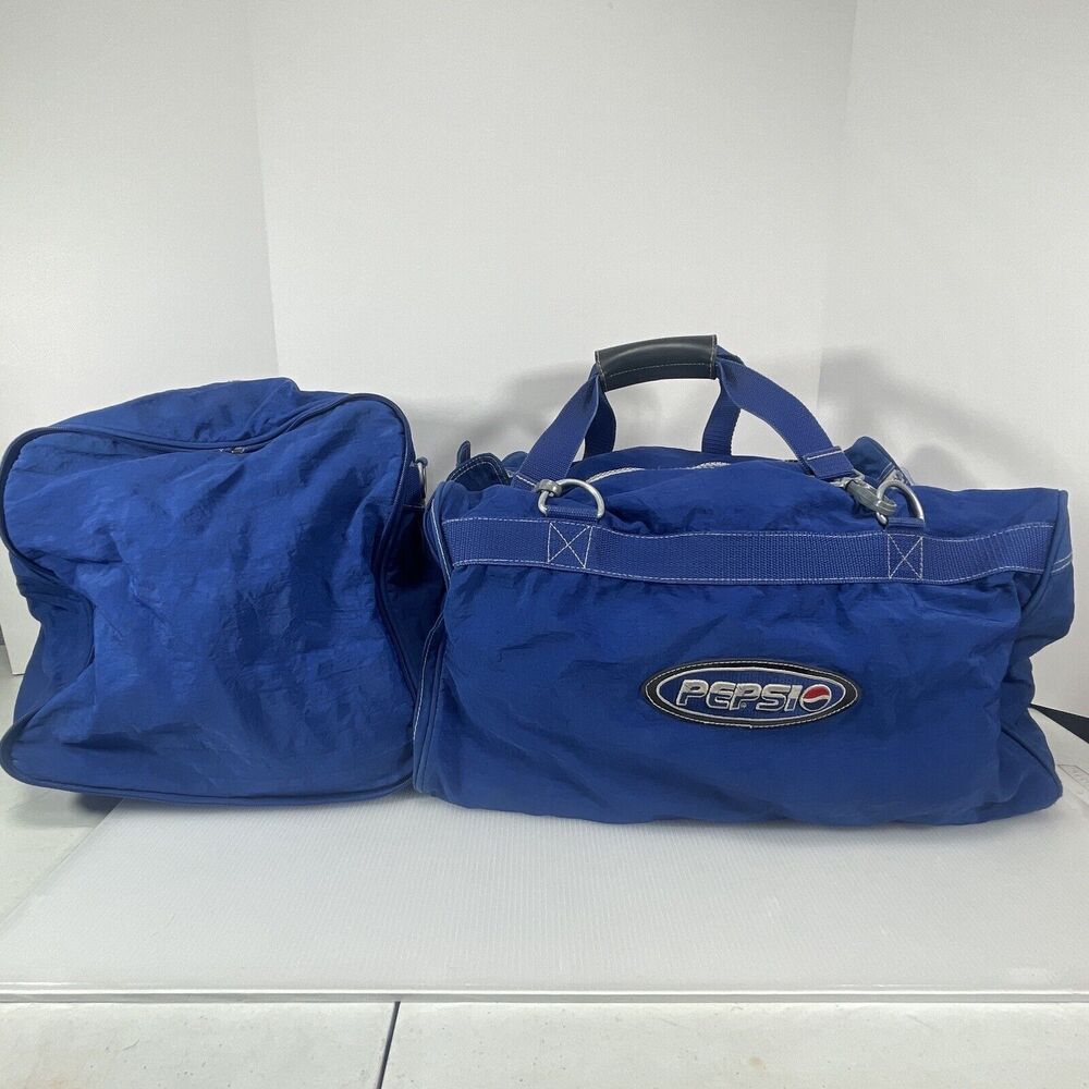 Vintage 90s Pepsi Co Spell Out Handled Large Duffle Bag And Extra Bag